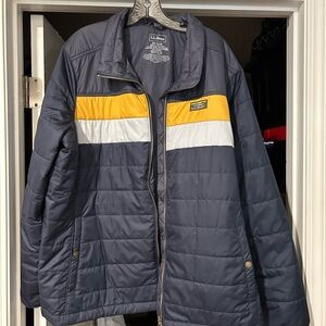 LLBean womens 3XL Navy multi color lightweight puffer exc condition